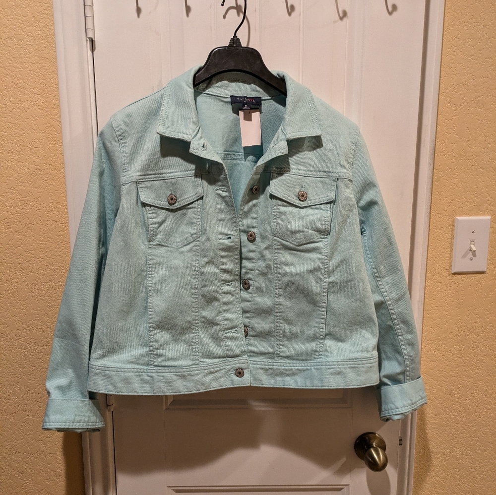 Talbots Stretch Jean Jacket   XL color Teal - Picture 2 of 16